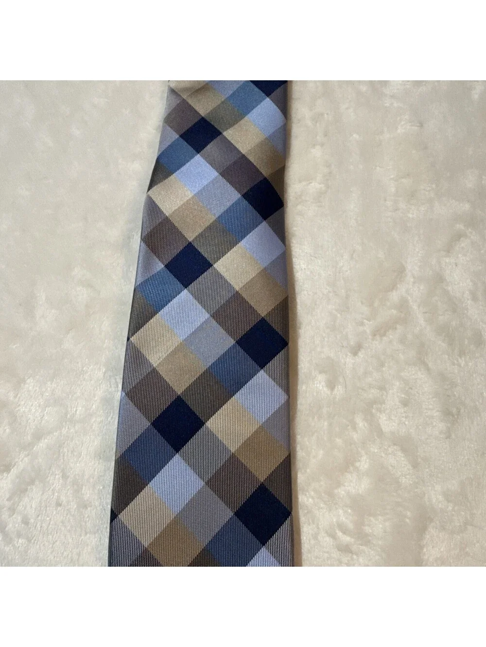 Tommy Hilfiger Men's Blue Buffalo Check Tartan Classic Silk Neck Tie 59 x 3” NWT